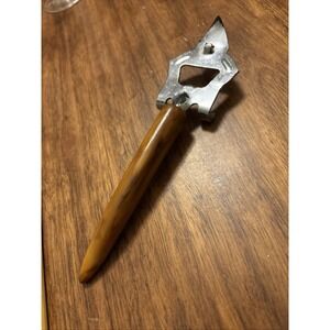 Vintage Bottle Opener/Can Punch With Butterscotch Bakelite Handle - Barware